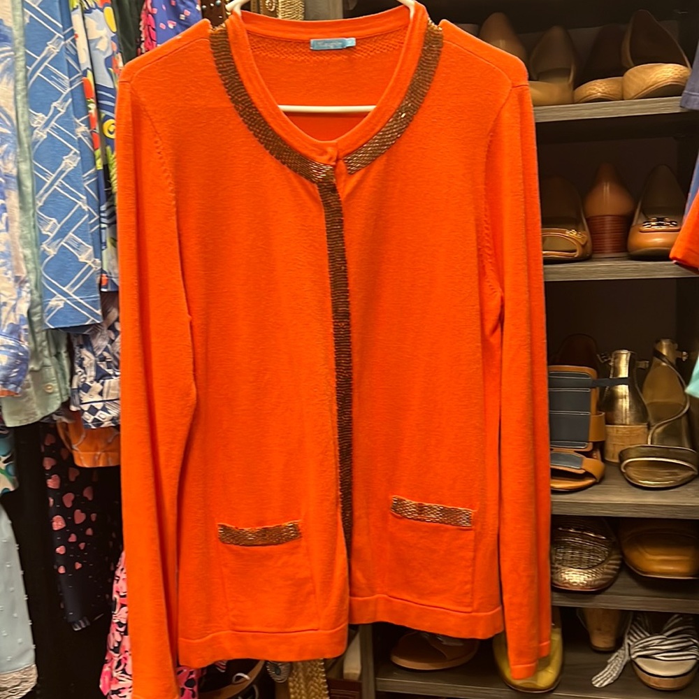 J MCLAUGHLIN ORANGE CARDIGAN
